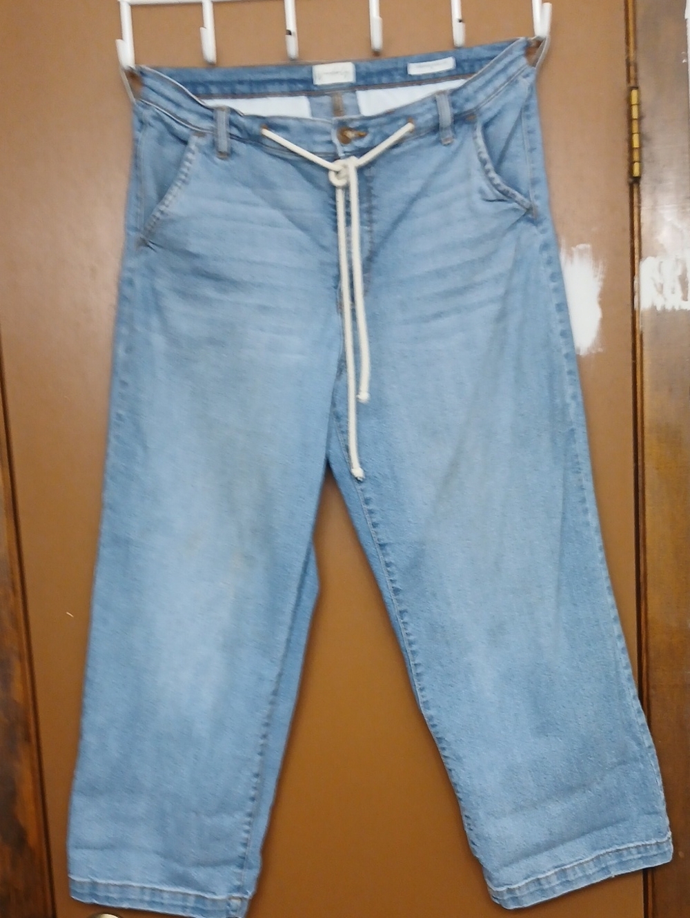 Wonderly Light Blue Wide Leg Jeans with Drawstring
